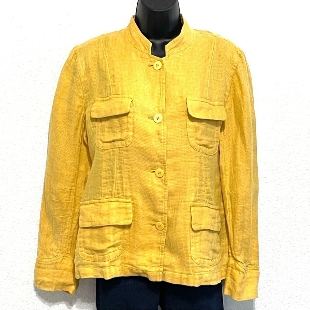 Eileen Fisher Woman Utility 100% Organic Linen Double Woven Jacket Size S/P